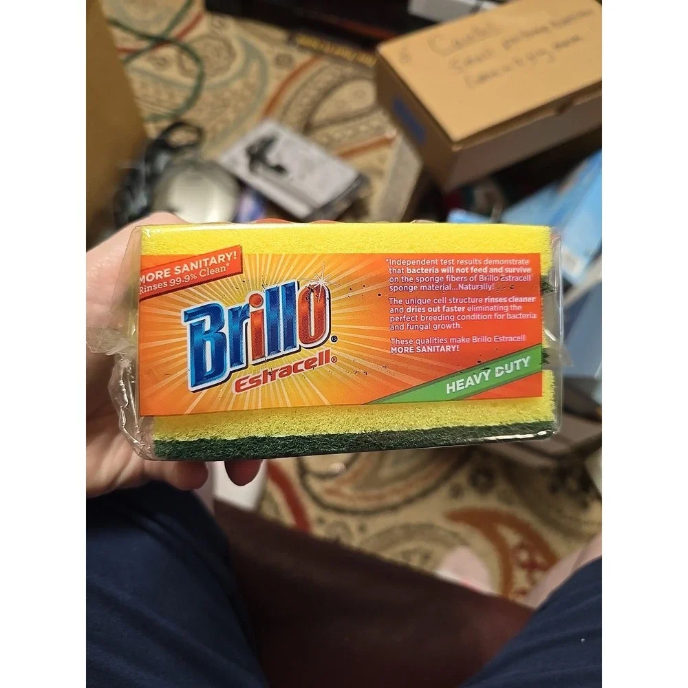 Brillo Estracell 4.5 In. x 2.75 In. Heavy Duty Sponge (3-Count) 21031 Brillo